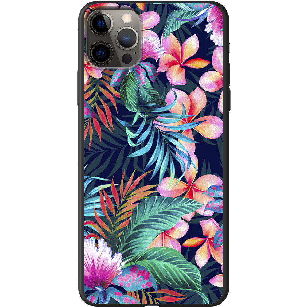 Чохол Boxface iPhone 12 Pro flowers in the tropics Чорний силікон (41086-up1971-41089)