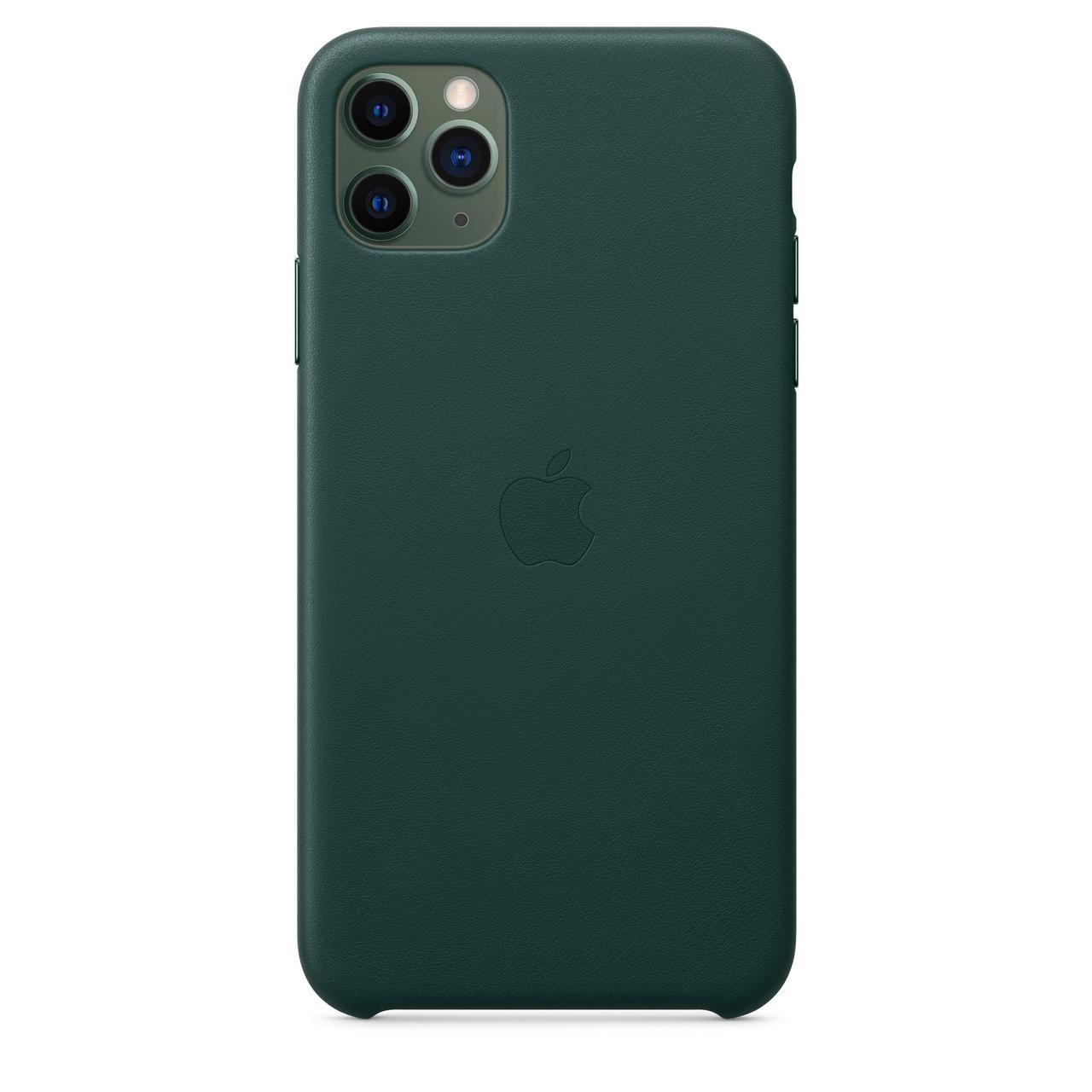 Кожанный чехол накладка Apple Leather Case for iPhone 11 Pro Max, Forest Green (HC) - фото 3