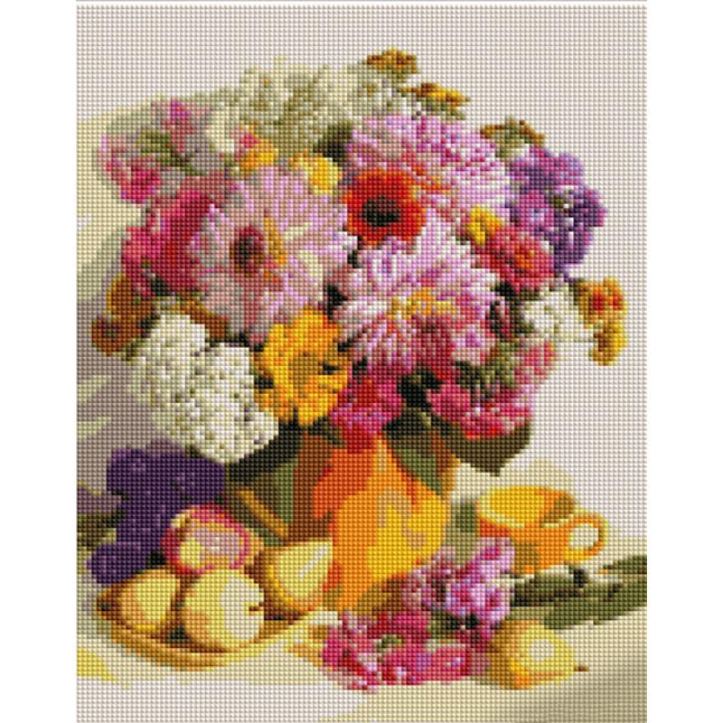 Алмазная мозаика Strateg Премиум Натюрморт с букетом 30х40 см (Str-KB088)