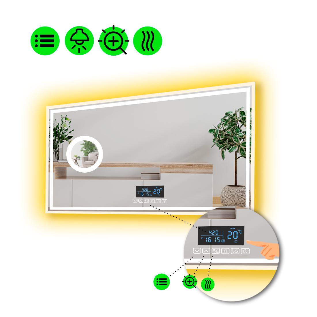 Зеркало LED подсветкой Marita с Smart-блоком/линзой с подсветкой и подогревом 100x80 см (8994632)