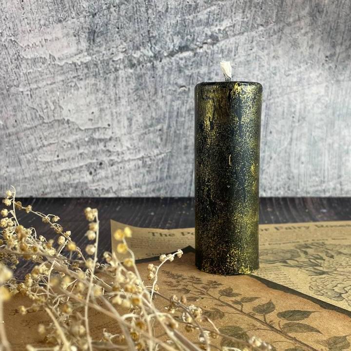 Свічка воскова Циліндр 3,5х10 см Золотий/Чорний (810) - фото 3