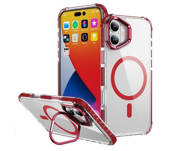 Чехол Rainbow Braid with Camera Stand для iPhone 17 с поддержкой беспроводной зарядки Красный