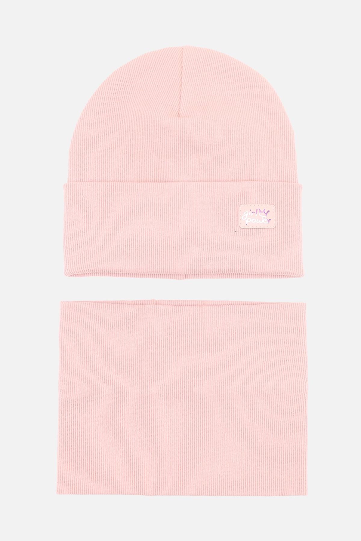 Набор для девочки шапка/шарф 48-50 см Пудровый (ЦБ-00281904)