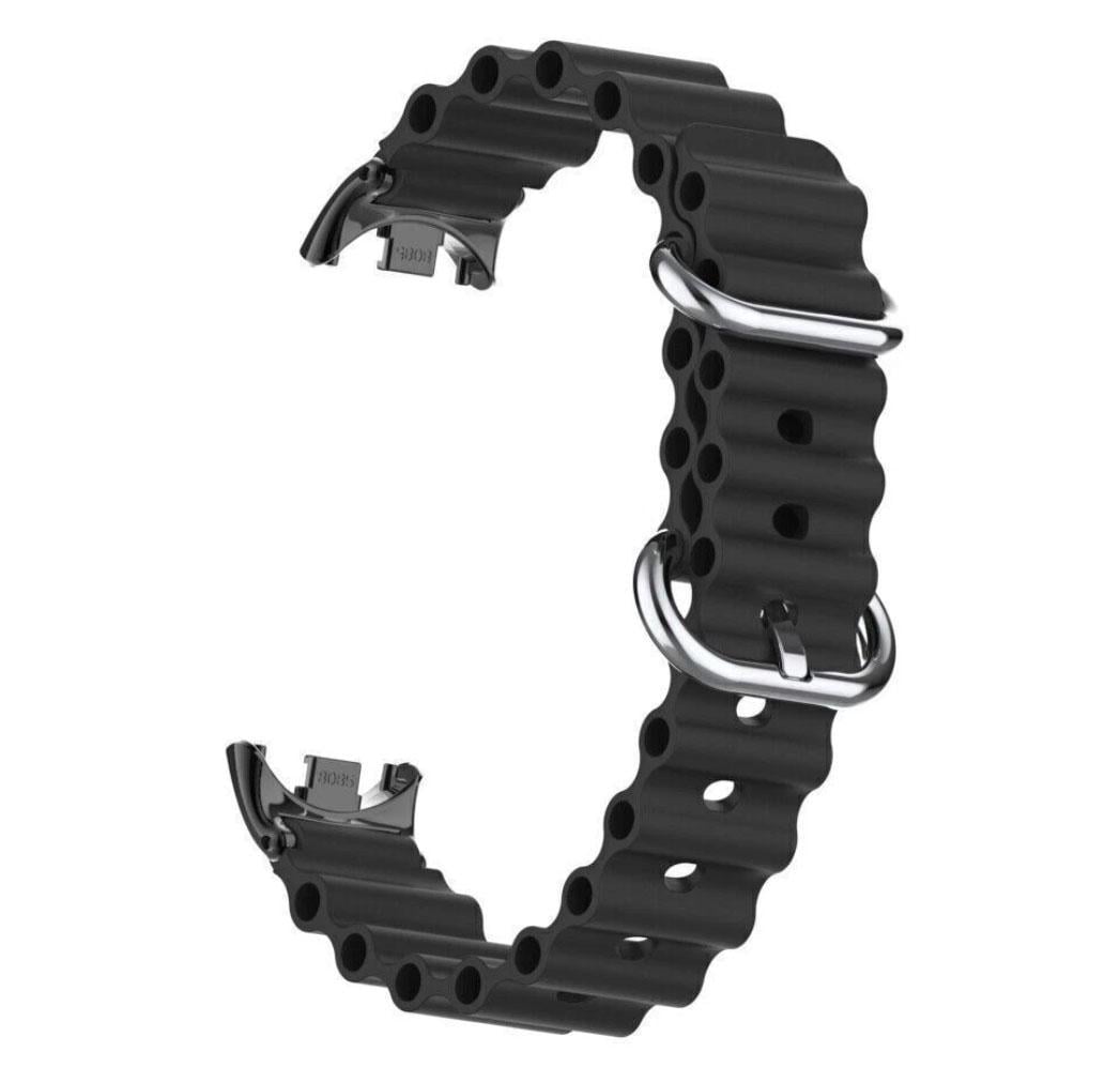 Ремінець силіконовий Mijobs Ocean для фітнес-браслету Xiaomi Smart Band 10 Black (2669303989)