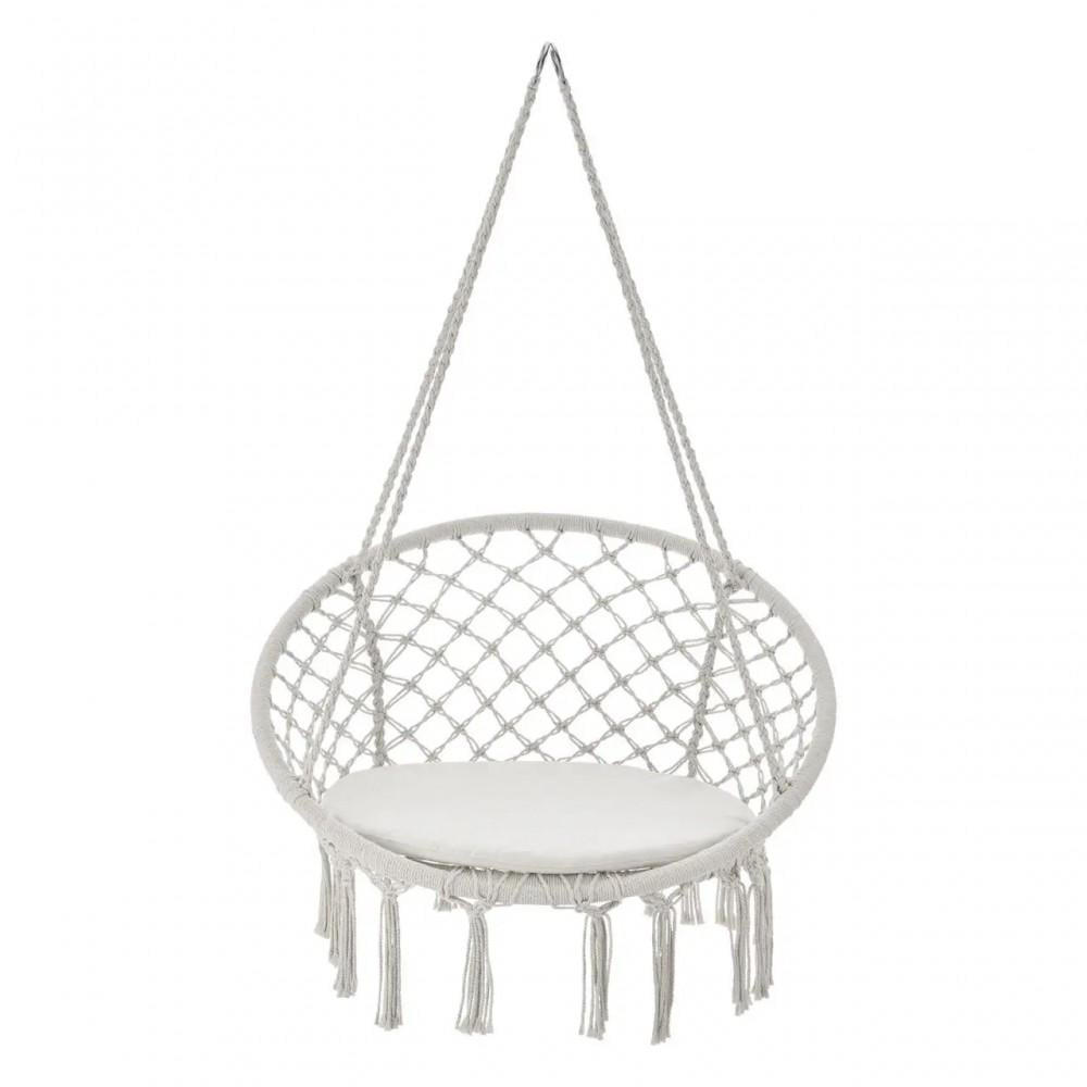 Садове підвісне крісло-гойдалка Бохо з подушкою Bonro B-092-2 Beige до 120 кг Бежевий - фото 1 Садове підвісне крісло-гойдалка Бохо з подушкою Bonro B-092-2 Beige до 120 кг Бежевий - фото 1