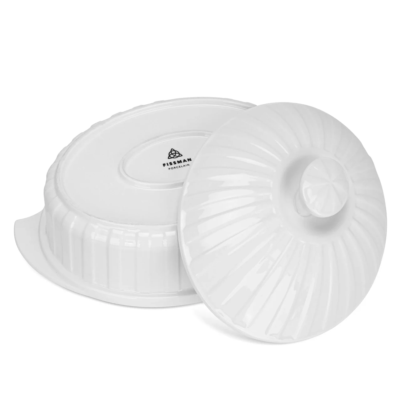 Форма овальная для запекания Fissman Horeca 23,5x21x7,5 см 1600 мл из фарфора (14174) - фото 4