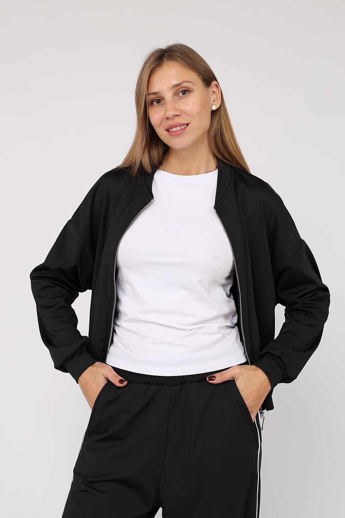 Толстовка на молнии женская Yuki ЦБ-00283750 р. 42 Черный (SKT001083542)