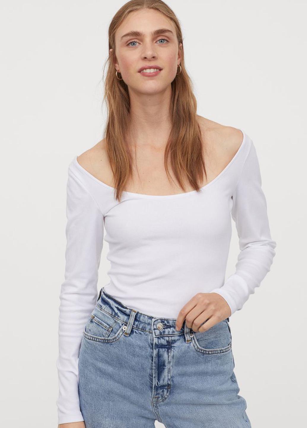 Лонгслив женский H&M XL Белый (825564b45)