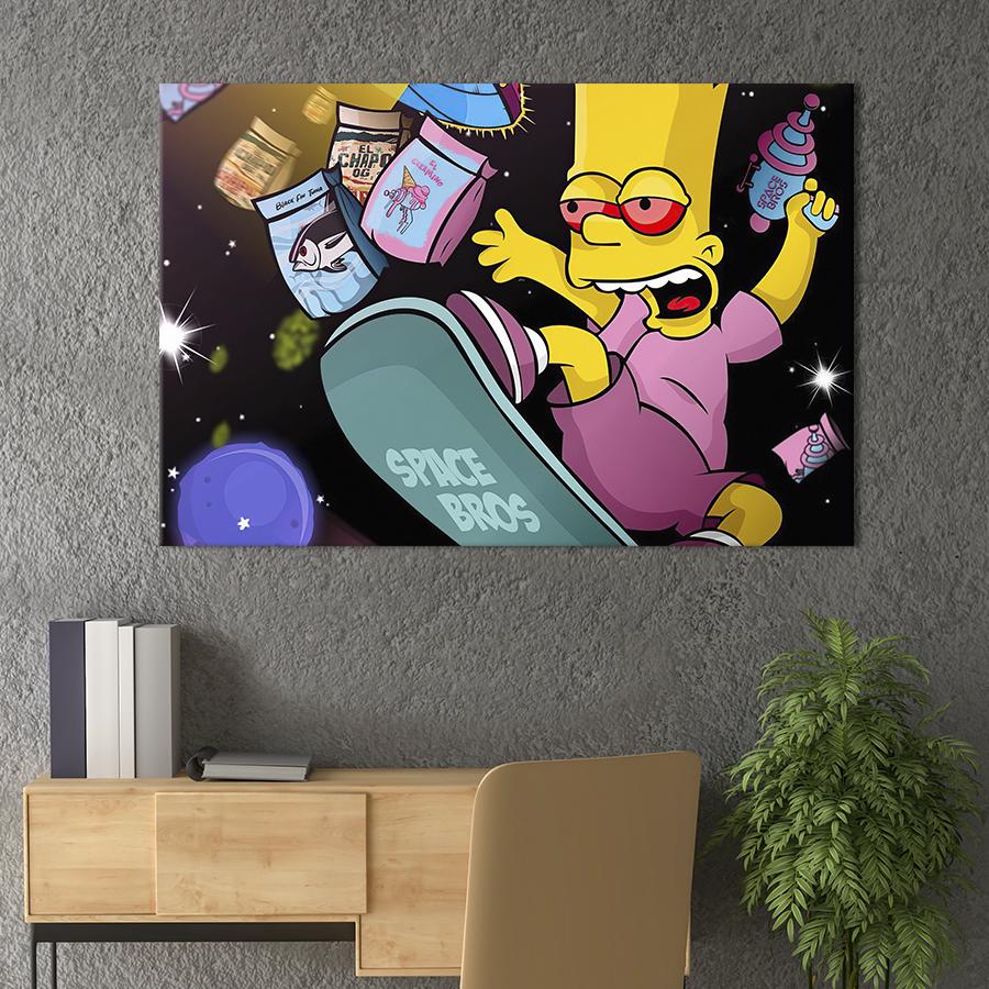 Настенный декор картина на холсте для интерьера Барт Симпсон 80x54 см (686-1)