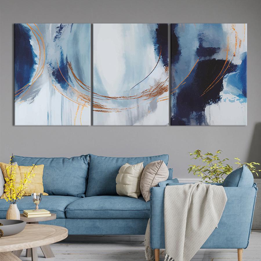 Картина на полотні Похмура абстракція відтінки синього 156x67 см (V53-3_L) - фото 2 Картина на полотні Похмура абстракція відтінки синього 156x67 см (V53-3_L) - фото 2