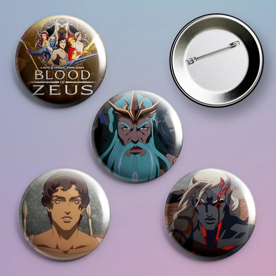 Значки на рюкзак с принтом аниме Blood of Zeus 4 шт.