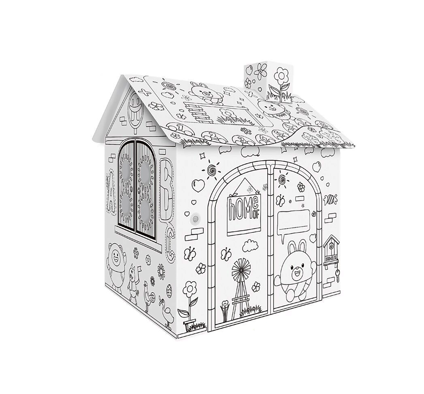Детский игровой домик SUNROZ Drawing Kids House 3D картонный для раскраски (SUN8757)