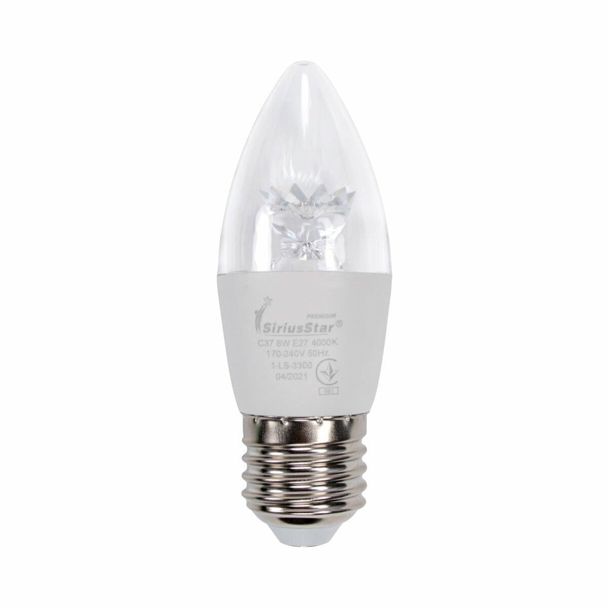 Светодиодная лампа SiriusStar crystal 6W СA37 4000K E27 Белый (3300)
