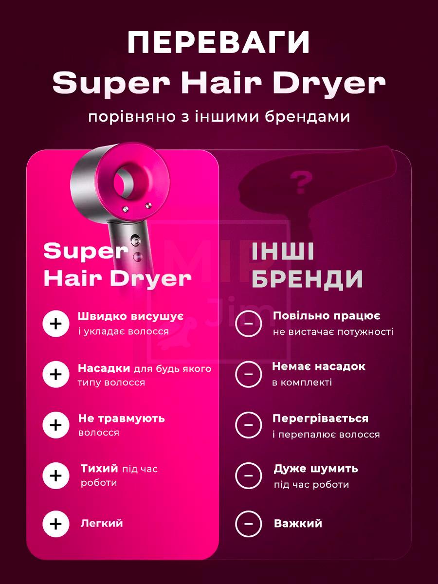 Фен для волос Super Hair Dryer PRO 5в1 профессиональный (14759746) - фото 6