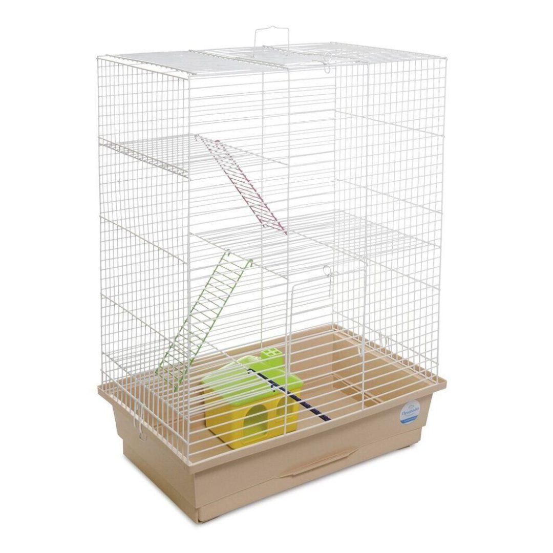 Клетка Природа Нюра для грызунов с домиком 44x27x59 см Белый/Бежевый (z-05)
