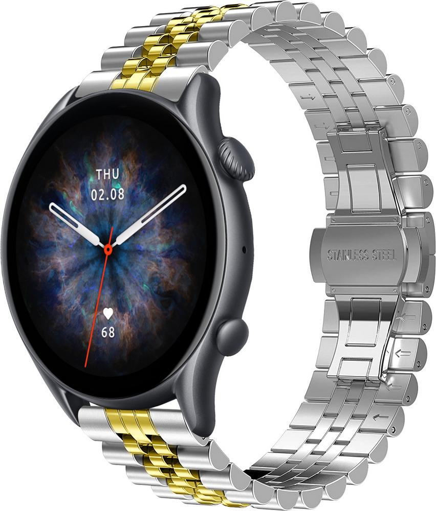Браслет металлический Stech Line для Amazfit GTR 3 Pro Silver Gold (29153-67)