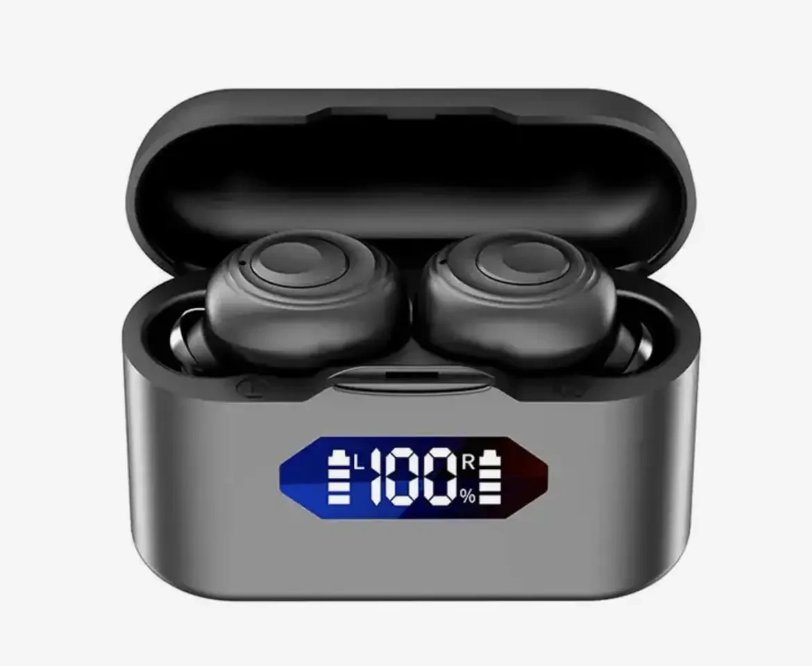 Навушники бездротові Bluetooth із зарядним кейсом та індикатором заряду Чорний (X37)