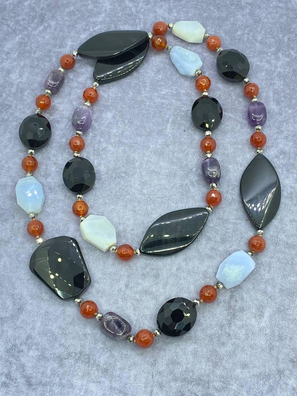 Бусы агат 95 см Разноцветный (594)