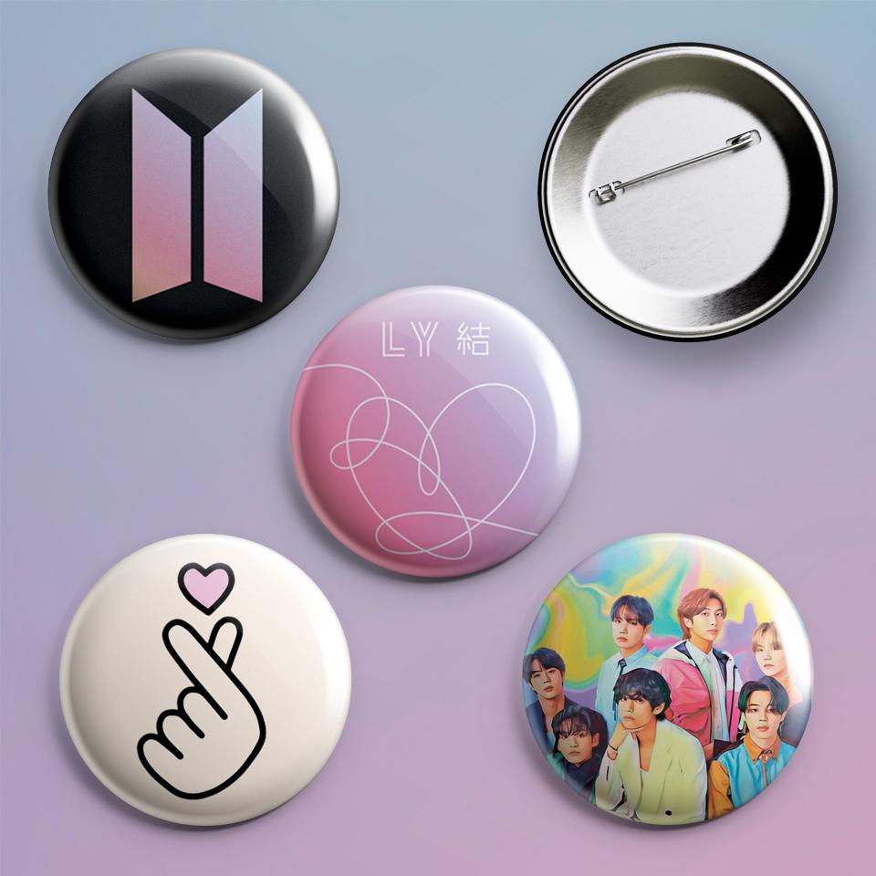 Значки на рюкзак с принтом K-pop BTS 4 шт.