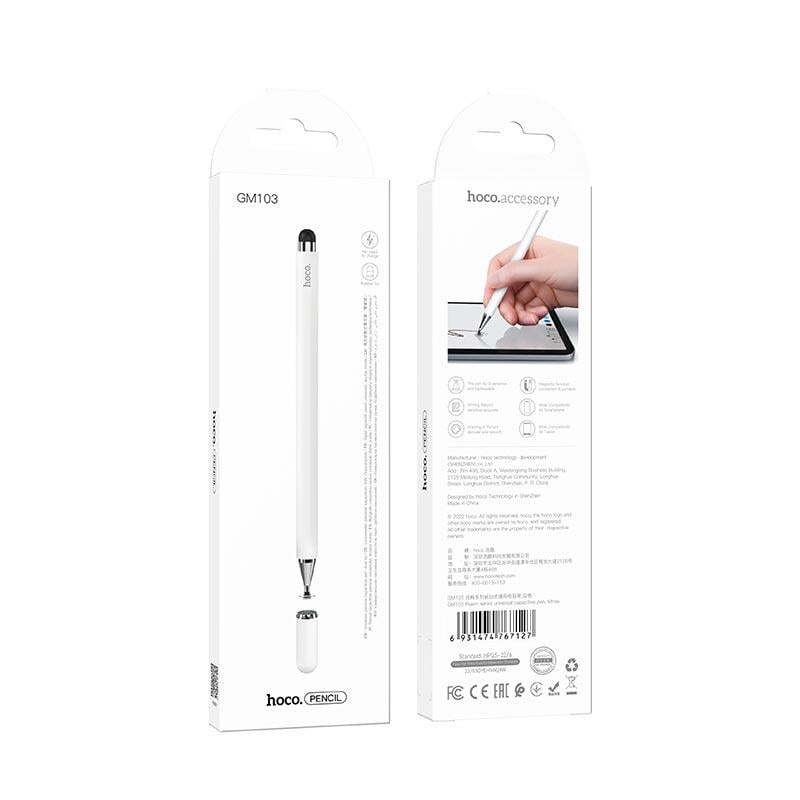 Стилус для емкостных сенсорных экранов Hoco Fluent series universal capacitive pen GM103 White (570352) - фото 4 Стилус для емкостных сенсорных экранов Hoco Fluent series universal capacitive pen GM103 White (570352) - фото 4