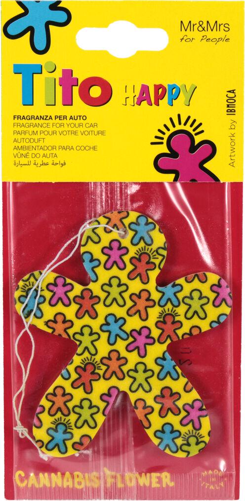 Ароматизатор Mr&Mrs Tito Happy Multicolor Cannabis Flower сухая карточка Yellow