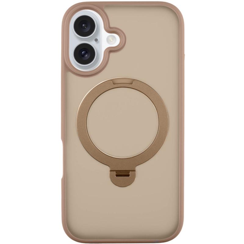 Противоударный TPU+PC чехол Metal Buttons with MagSafe Colorful HQ Ring для Apple iPhone 16 (6.1") Rose Gold