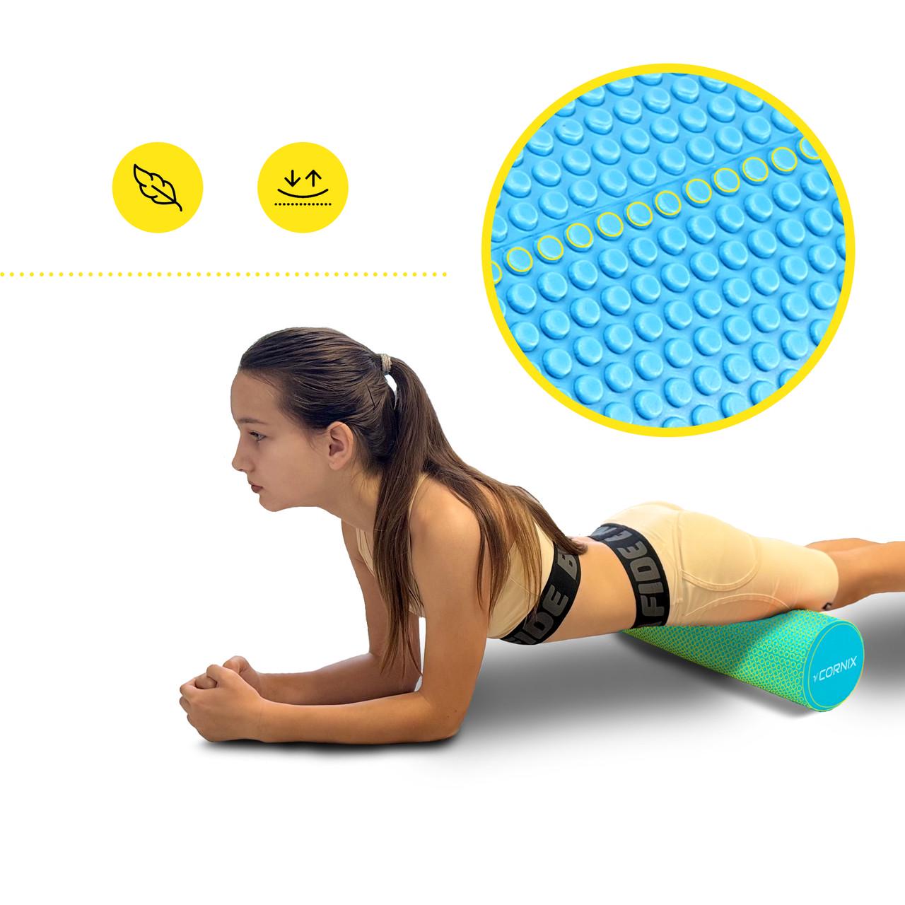 Масажний ролик Cornix EVA+ 45х15 см Blue (XR-0306) - фото 3 Масажний ролик Cornix EVA+ 45х15 см Blue (XR-0306) - фото 3