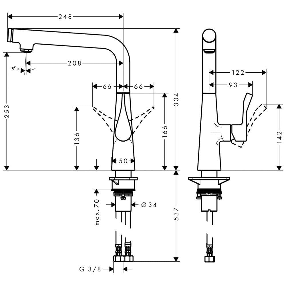 Cмеситель для кухни Hansgrohe Metris Select M71 14847000 однорычажный Хром (142889) - фото 2