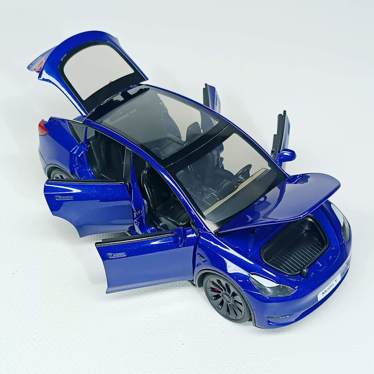 Машинка Автопром Tesla модель Y с зарядной станцией 1:24 18 см Синий (AP7711-2)