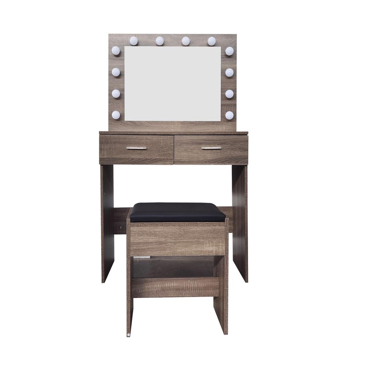 Туалетний столик косметичний та табурет AVKO ADT3 з підсвіткою Grey Walnut