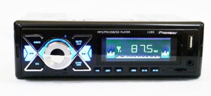 Автомагнитола Pioneer 1280 ISO USB/microSD/FM/AUX с пультом ДУ 4x50 Вт с подсветкой