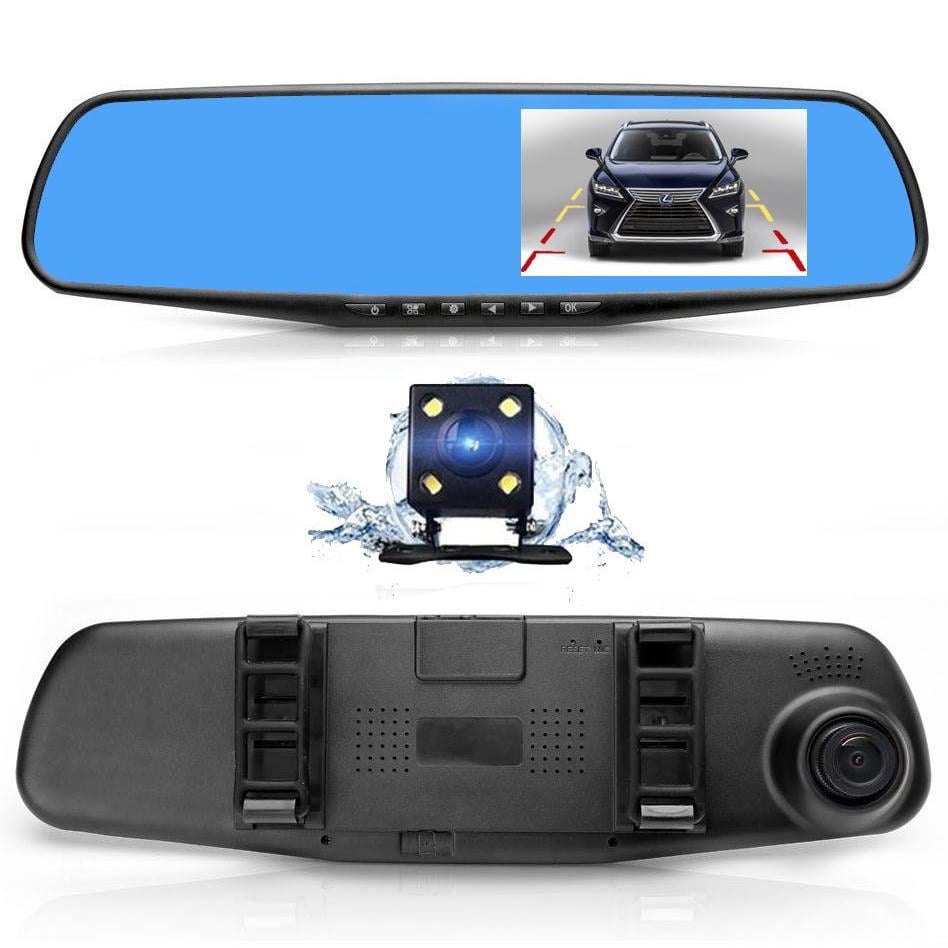 Дзеркало відеореєстратор на дві камери камера заднього виду для паркування з підсвічуванням екран 4,3 "UKC Car DVR 138W чорний