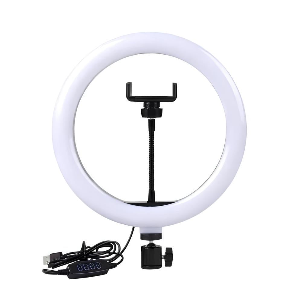 Лампа кольцевая светодиодная Ring Fill Light QX-300 30 см 3 вида свечения с креплением для телефона (01280) - фото 1