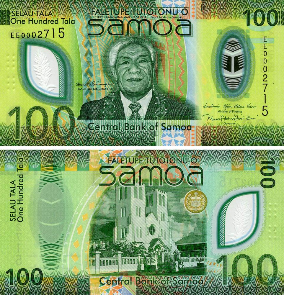 Коллекционная банкнота Самоа 100 тала 2025 Полимер UNC (P51)