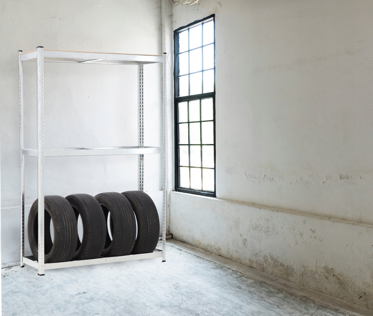 Стеллаж металлический Garden Line для 8 шин с дополнительной полкой до 175 кг на полку 180x120x40 см (REA5219) - фото 5 Стеллаж металлический Garden Line для 8 шин с дополнительной полкой до 175 кг на полку 180x120x40 см (REA5219) - фото 5