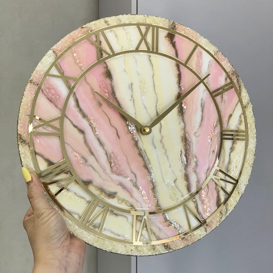 Часы настенные круглые из эпоксидной смолы EPOXY M87 35x35 см