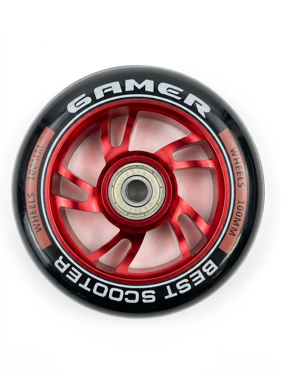 Колесо на трюковой самокат Gamer металл 100 мм Черно-красный (VL-LZ017)