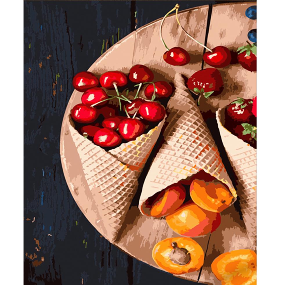 Картина за номерами Strateg Преміум Фрукти на дошці 40х50 см (HH025)