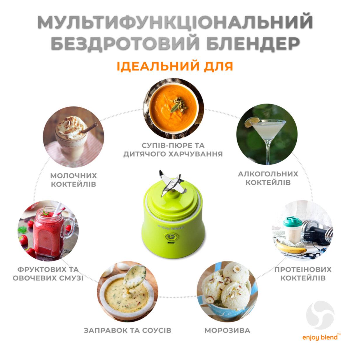 Блендер переносной Enjoy Blend аккумуляторный 600 мл 150 Вт USB-C (621124) - фото 10 Блендер переносной Enjoy Blend аккумуляторный 600 мл 150 Вт USB-C (621124) - фото 10