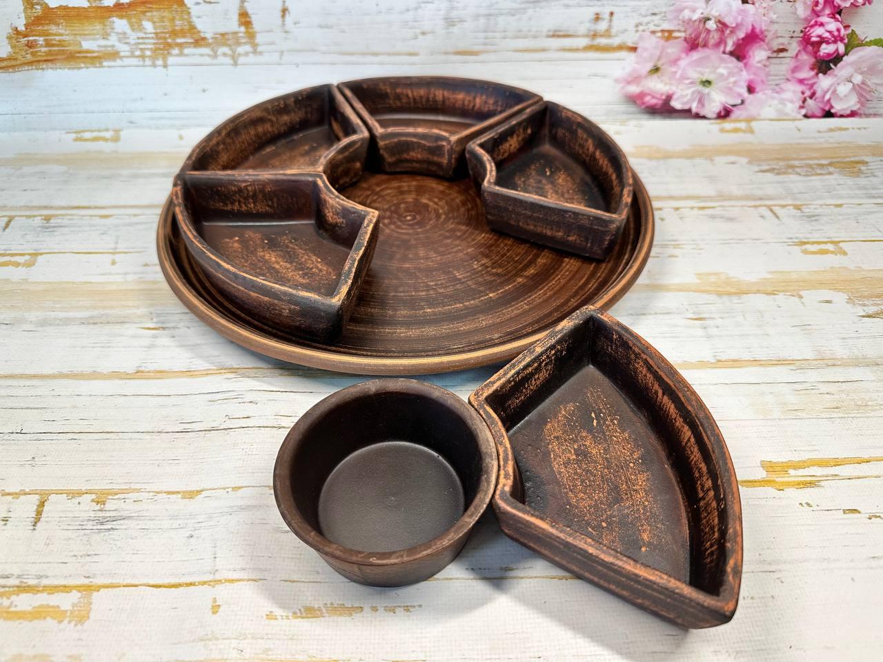 Менажница глиняная для подачи закусок 30 см (1986079996) - фото 2 Менажница глиняная для подачи закусок 30 см (1986079996) - фото 2