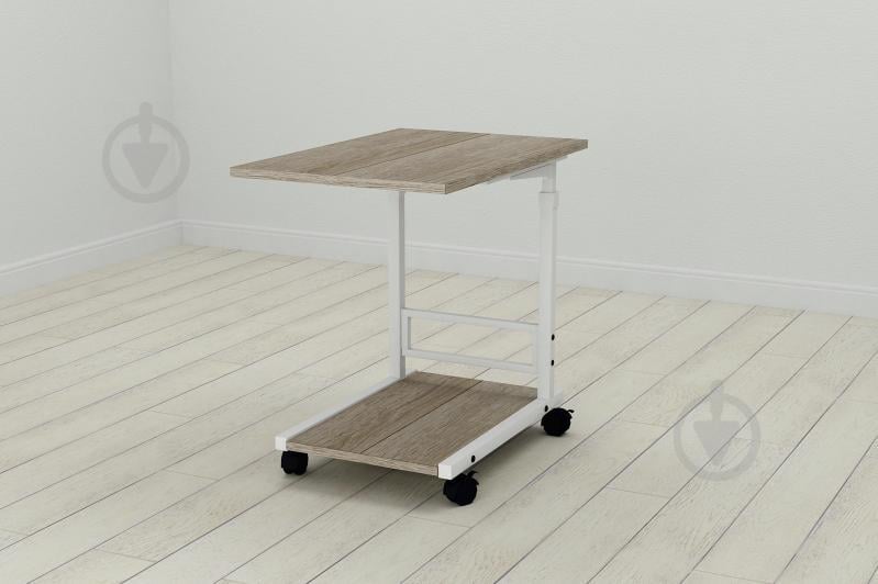 Стол приставной Ferrum-decor Френу 62x40x60 металл Белый ДСП Дуб Дуб Сонома Трюфель 16мм (FRE0012)