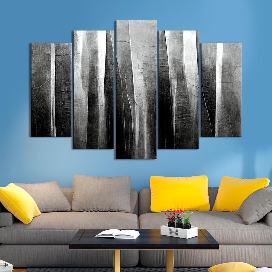 Картина на холсте Абстракция черно-белый лес 137x85 см (V133-5_L)