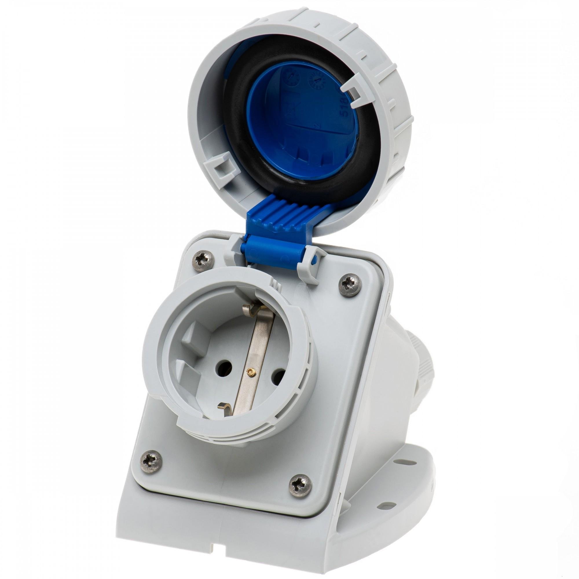 Настінна розетка 16A 250 В 2P+E IP67 IDE силова Синій (00135)