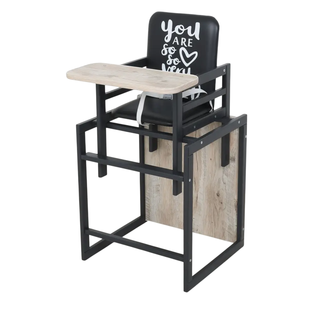 Стільчик-трансформер дитячий для годування Ommi Graphite дерев'яний 90х46х44 см Чорний (150-7-Graphite дуб клондайк)