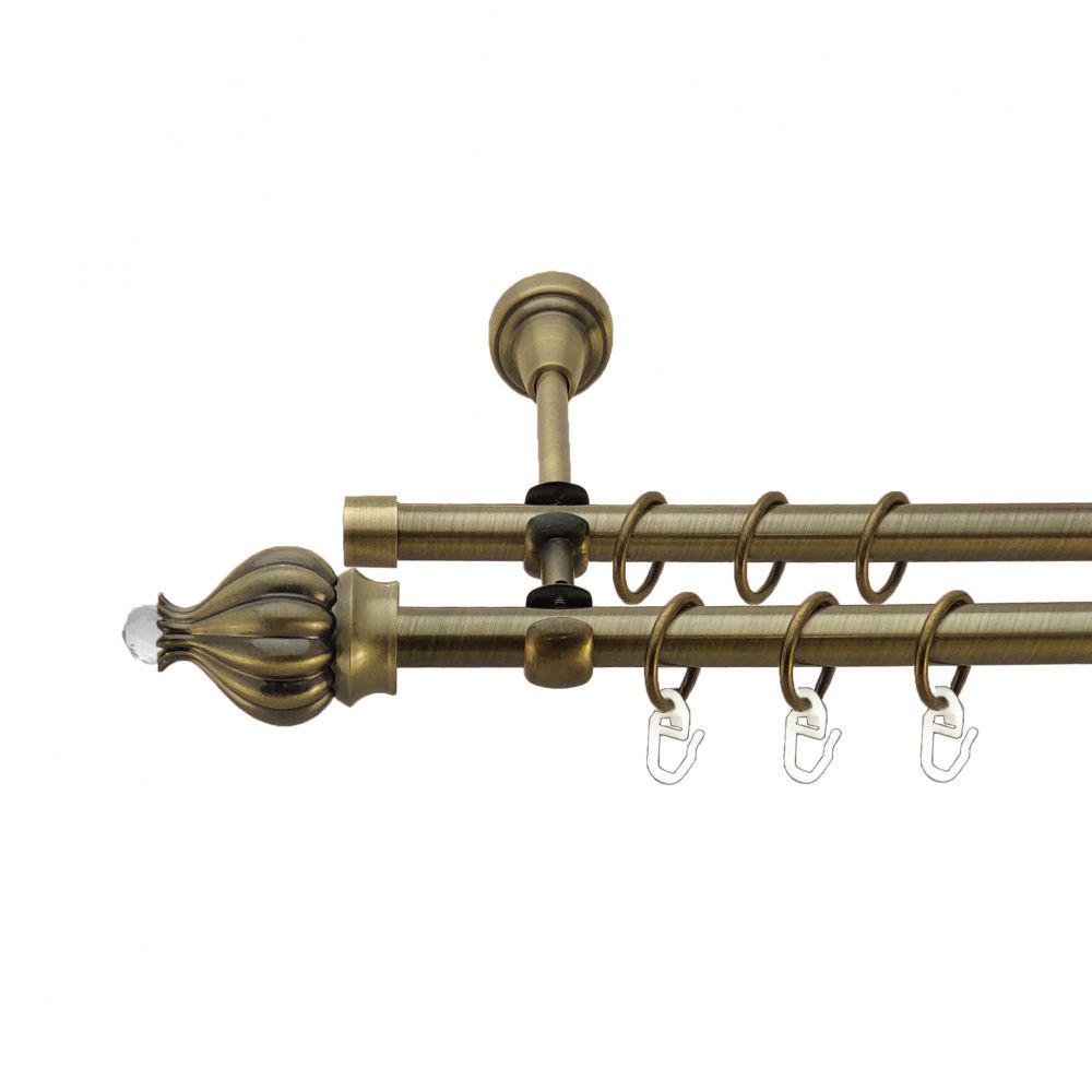 Карниз металевий Orvit Таджа-Кристал дворядний відкритий/гладка труба/кільце металеве Антик 16/16 мм 200 см (7318645) - фото 1 Карниз металевий Orvit Таджа-Кристал дворядний відкритий/гладка труба/кільце металеве Антик 16/16 мм 200 см (7318645) - фото 1