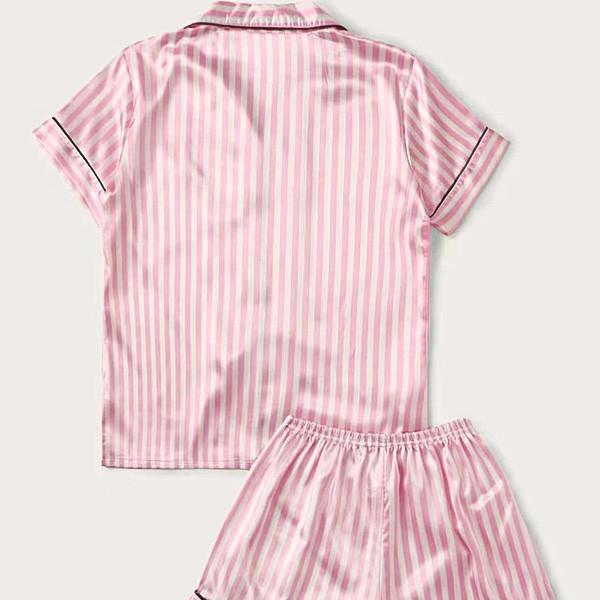 Піжама атласна жіноча JULY'S SONG зі смужками XL р. 48 Рожевий - фото 7