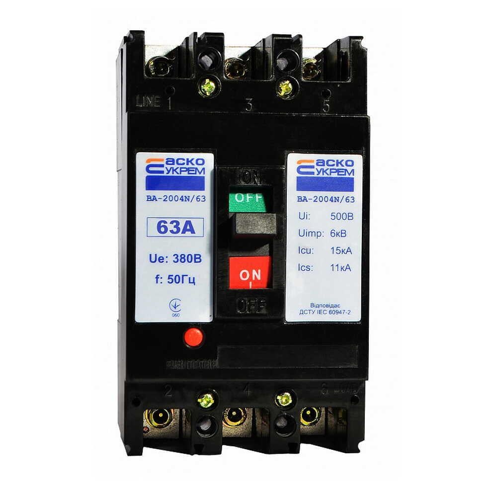 Автоматичний вимикач АСКО-УКРЕМ ВА-2004N/63 3р 63А (A0010040065)