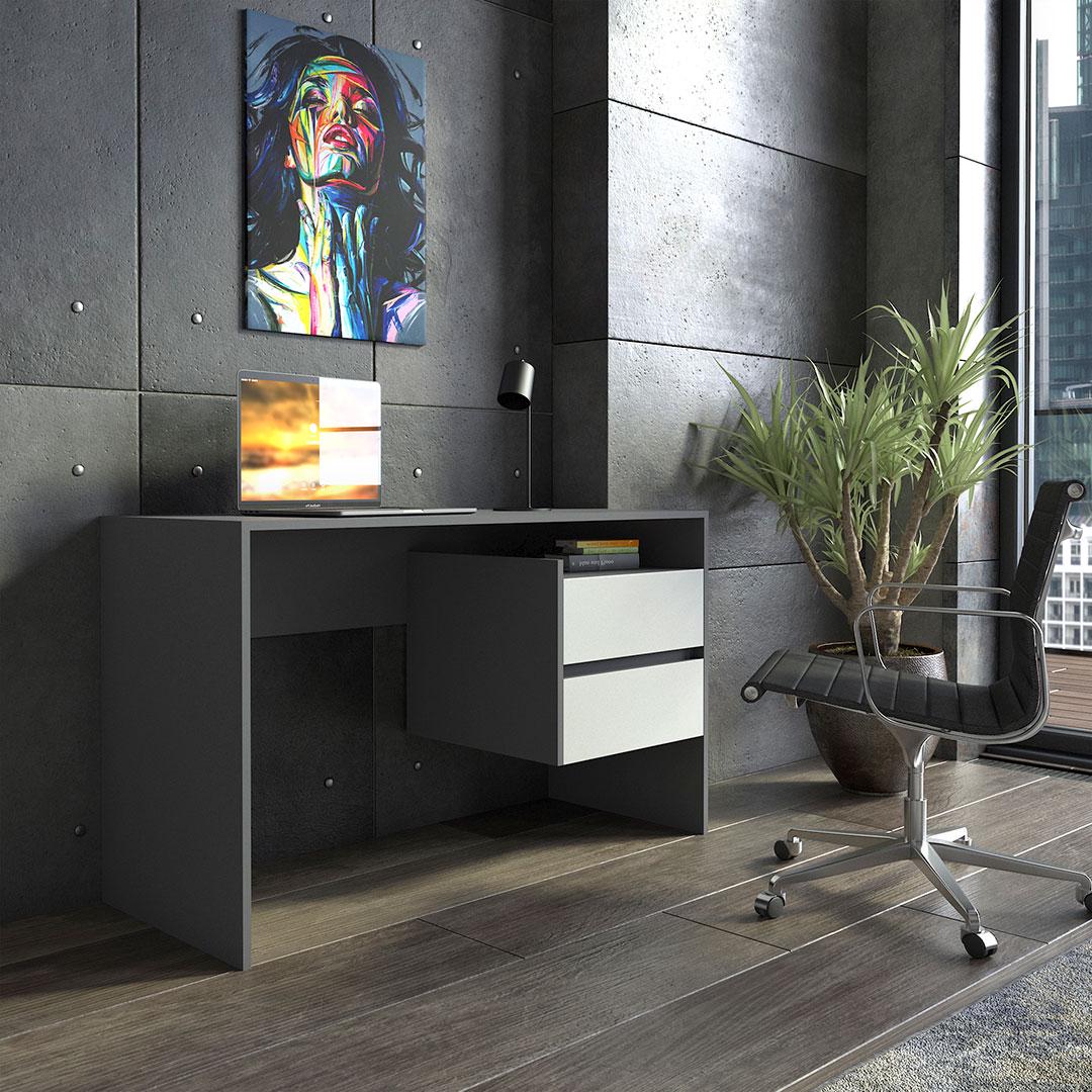 Компьютерный стол с выдвижными ящиками 1250х750х500 мм Антрацит/Белый (ST-06) - фото 2 Компьютерный стол с выдвижными ящиками 1250х750х500 мм Антрацит/Белый (ST-06) - фото 2