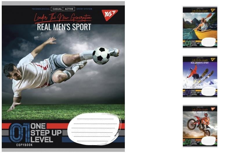 Зошити учнівські у лінійку YES Real sport 36 арк. 15 шт. в уп. (MTT-148802)