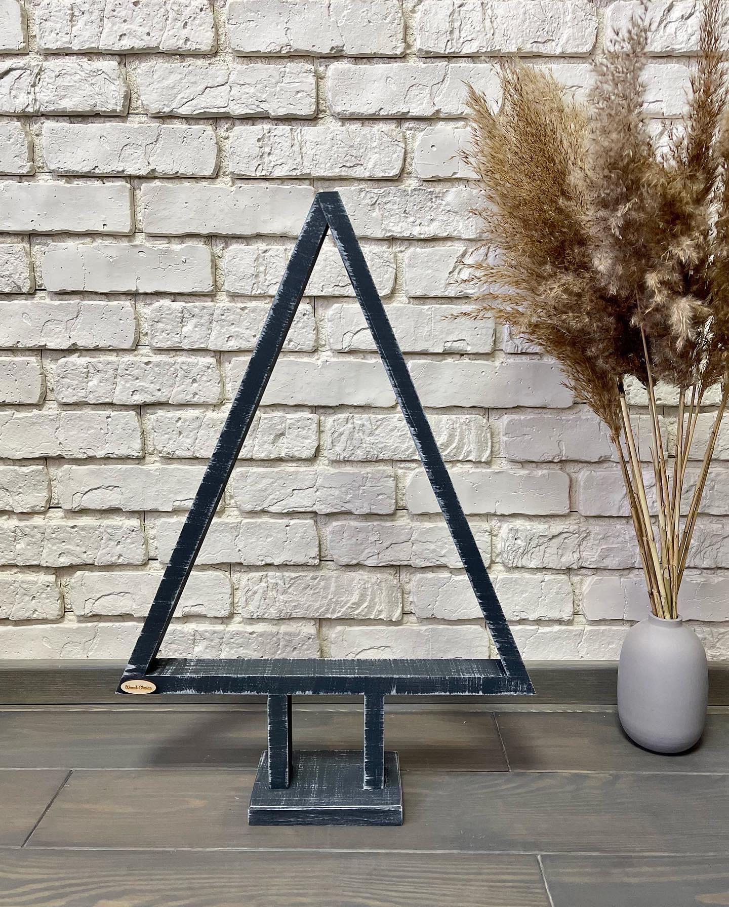 Елка деревянная эко 40х60 см Серо-белый